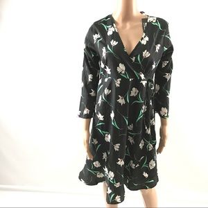 Influence Women Floral Shift Dress Black Green 8